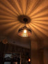 Rustic Black Drum Pendant Light Hanging Chandelier